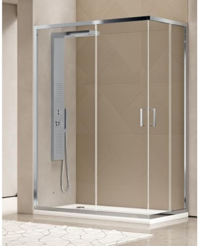Duschkabine 65 x 85 cm Ecköffnung Höhe 200 cm aus gehärtetem Kristallglas transparent Profil Chrom – Duschkabine