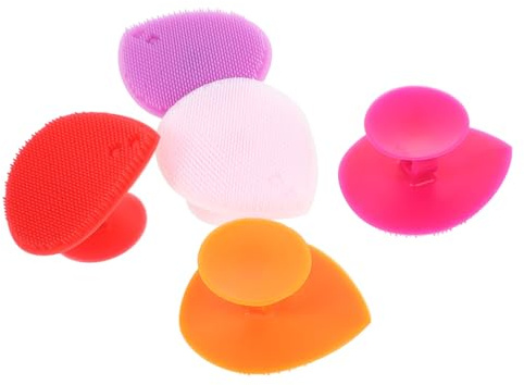 KOCKSHION 5 Stück Babybadebürste aus Silikon Herzform Kopfhautmassage und Gesichtsreinigungsbürste für Sanfte Anwendung und Einfaches Verstauen im Badezimmer Zufällige Farbe