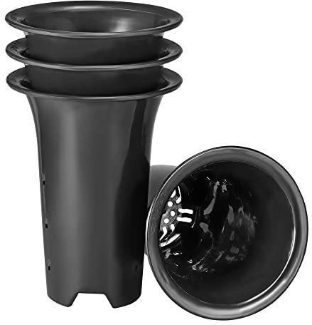 KDYVK Vaso for Orchidee in plastica da 6,7 ​​Pollici con Fori, Confezione da 4 contenitori for Piante da Fiore for Giardino Interno, Nero(Black,6.7)