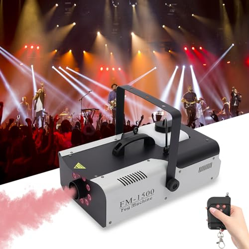 Nebelmaschine 1500 W Rauchmaschine mit 9×3W RGB-LEDs, 2,5L Tank, 10–30m Fernbedienung, DMX512 Steuerung, Sprühnebelanlage für Bühnen, Konzerte, Disco, DJ Bühneneffekt