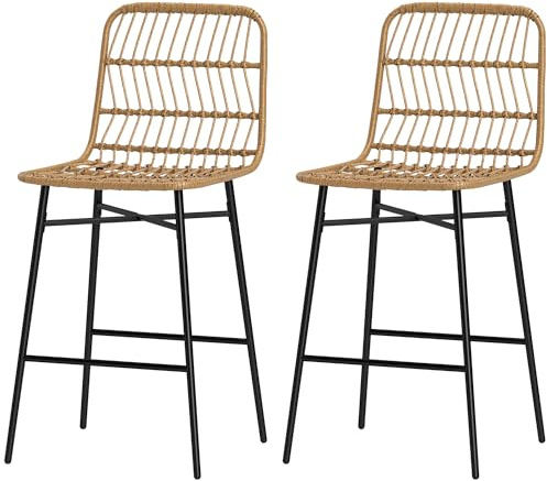 HOMCOM 2 Taburetes Altos de Cocina con Respaldo Modernas 120 kg Marrón