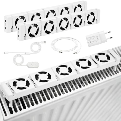 Radiatore Ventilatore 5.0 Ventilatore di riscaldamento, amplificatore intelligente per termosifoni con termostati, termoventilatore, funzionamento silenzioso, risparmio energetico e costi di