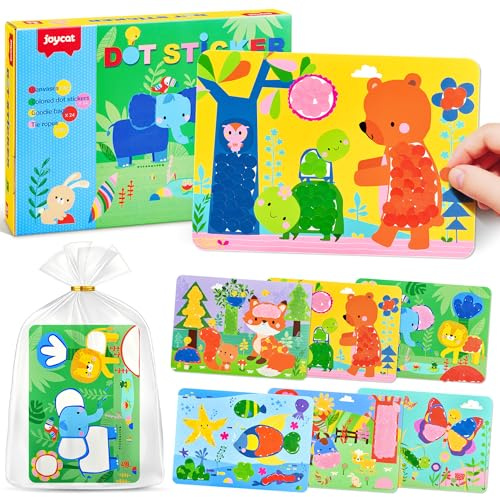 JoyCat 24 Pack Animal Dot Art for Kids Party Favors - Easter Basket Stuffers for Toddlers Dot Stickers Mess-Free Craft Kits for Ages 3-8, Easter Gifts for Kids Small Goodie Bag Stuffers Birthday Prize