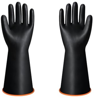 Smilacteon 14 Heavy Duty Chemical Resistant Gloves, Reusable Natural Latex Rubber Gloves, Acid Alkali Oil Protection, Waterproof Long Work Gloves for Cleaning, Gardening, Industrial Safety (1 Pair)