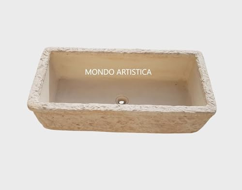 Lavello Lavandino In Cemento, Lavabo Da Esterno Antigelo, Fontana, Vasca Unica L 80X40 H 22 Cm Sfumato Rosa Antico