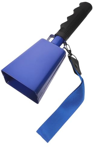 Hemobllo Kuhglocke mit Griff und Handschlaufe (22cm), Laute Metall Handglocke Fanartikel zum Anfeuern, Blaue Cowbell Glocke für Fußball, Sportveranstaltungen, Stadion und Party