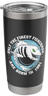 Fishermen Vintage Born 1991 Birthday Funny Sayings Fishing Stainless Steel Insulated Tumbler