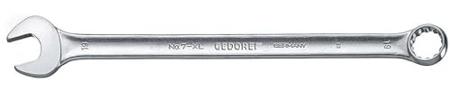 GEDORE Ring-Maulschlüssel, SW 10 mm, extra lang, 15° abgewinkelt, 12-kant, UD-Profil, Schraubenschlüssel, 190 mm, 7 XL 10