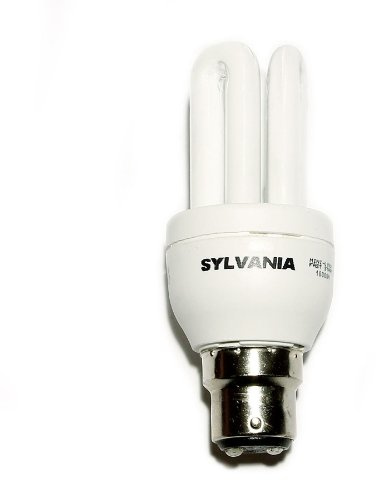Sylvania B22 8 Watt CFL fluorescente compatta Energy Saving Bulb, Bianco