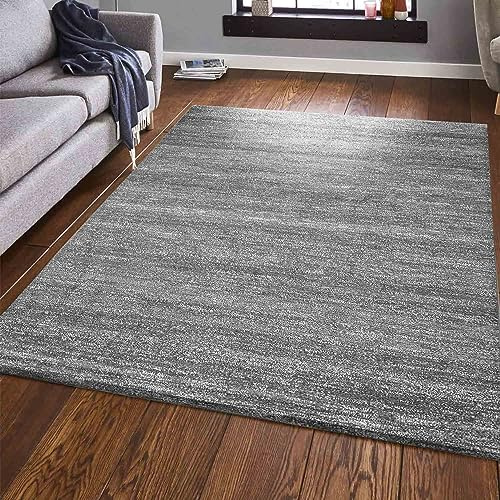 VIMODA Teppich Modern Grau Kurzflor Meliert Farbecht Pflegeleicht, Maße:120 x 170 cm