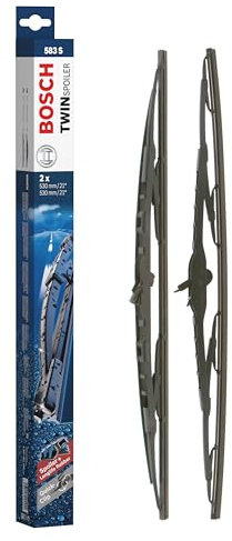 Bosch Wiper Blade Twin Spoiler 583S, Length: 530mm/530mm – Set of Front Wiper Blades