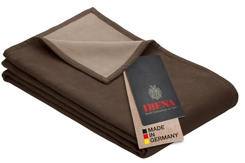 Ibena Stockholm Bio Wolldecke 140x200 cm - 100% Baumwolle, Made in Germany, Baumwolldecke braun Hellbraun zweifarbig
