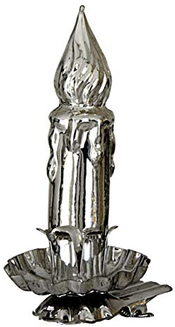 Jingle Bells Lauscha Christbaumschmuck Kerze Silber 3fach | mundgeblasen