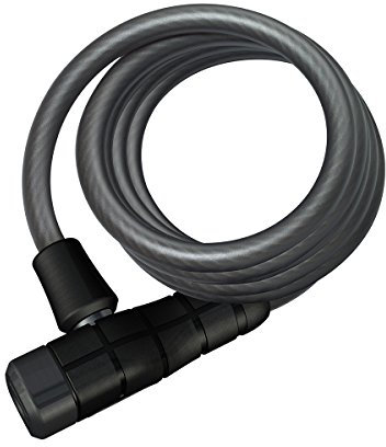 ABUS Spiralkabelschloss Primo 5510K/180 + SCMU-Halterung - Fahrradschloss aus 10 mm starkem, flexiblem Kabel - ABUS-Sicherheitslevel 3-180 cm - Schwarz