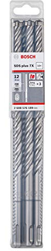 Bosch Punta per Martelli SDS Plus - 7X per Calcestruzzo e Muratura, Accessorio per Martello Perforatore, Silver, Diametro 12 mm