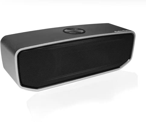 AudioAffairs BT 010 Haut-Parleur Bluetooth Batterie puissante, Haut-Parleur Portable Mobile, système Basse Relex, Haut-Parleur Bluetooth, Mains Libres, boîtier en Aluminium résistant, Argent