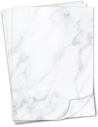 Briefpapier Set Marmor Motiv I 50 Blatt 90 g/m² DIN A4 I stilvolles Schreibpapier vielseitig verwendbar weiß grau I Geburtstag Urkunde Speisekarte I dv400