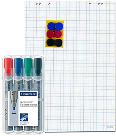Herlitz Flipchartblock, 68x99cm (kariert/gelocht), 5 Blöcke (20 Blatt je Block) (Flipchart-Set)