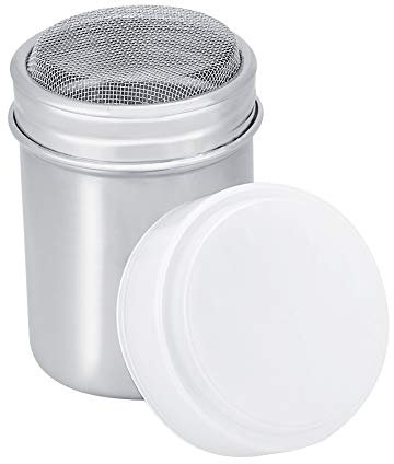 Mezclador de polvo de acero inoxidable Café Azúcar Cacao Pimienta Especias Dragas con tapa de malla fina para cocinar al horno(L)