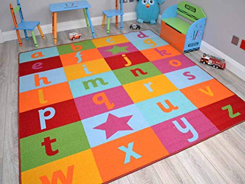 Small Large Boys Girls Kids Alphabet Childrens School Bright Floor Rugs Mats (100cm x 160cm)