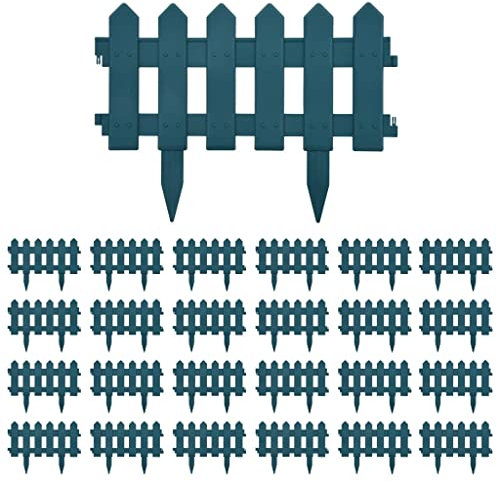 vidaXL 25x Rasenkante Beetumrandung Beeteinfassung Raseneinfassung Zierzaun Zaun Ziergitter Beetzaun Beetabgrenzung Beet Einfassung Grün 10m PP