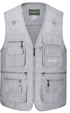 Daoba Herren Outdoor Weste mit Vielen Taschen Anglerweste Leicht Safari Weste Sommer Multifunktionsweste Atmungsaktiv Angeln Weste