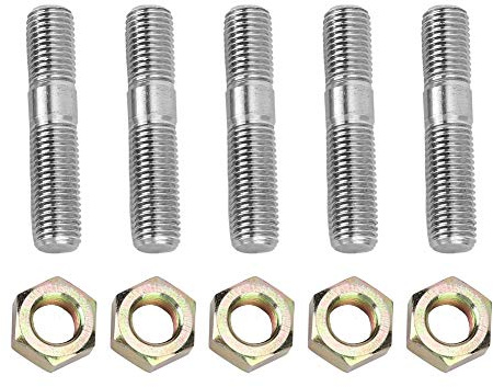 M10 x 1,25 50 mm Gewinde T3 T4 T6 4 Stück Turbo Schrauben und Muttern Flanschmuttern Turbo Stehbolzenset hohe Festigkeit für DSM 1G, EVO1~10