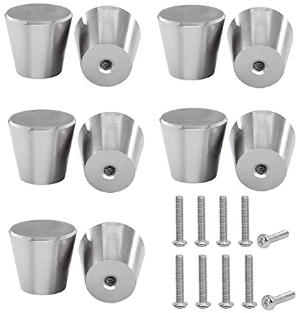 10 Stück Schubladengriffe Schrankgriffe Kommode Möbelknöpfe Moebelknauf Schrankknöpfe Runder Messinggriff Vintage Kommodenknöpfe Schranktür Schubladen Kommoden Türknauf mit Schrauben (Silber)