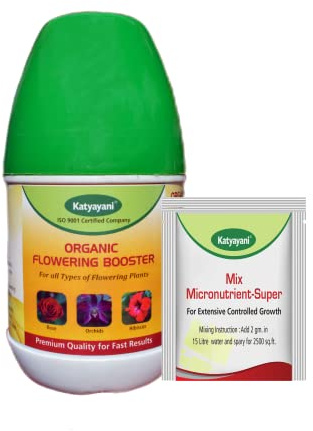 Katyayani Flowering Fertilizer Booster for All Flowering Plants Roses, Orchids, Hibiscus, Jasmine etc with Mix Micronutrient Super for Home Garden 250ml x 1