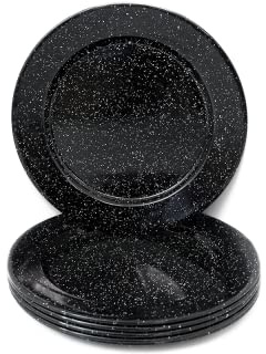 Graniteware – Lot de 6 assiettes en acier émaillé – 27cm – Noir