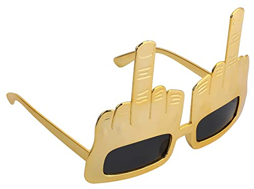 NUOBESTY Mittelfinger-Brille, lustige Party-Sonnenbrille, Goldfarben, Partybrille