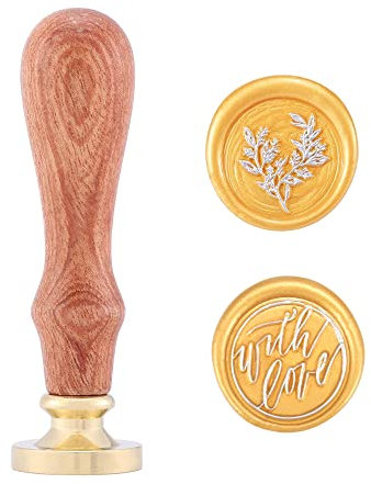 Mogokoyo 2 Pcs Lieber-Serie Rosenholz Siegelstempel Set Stempel Wachs Siegel mit Holzgriff Premium Geschenk Set für Valentinstag Brief Hochzeit Einladung Eukalyptus+with Love