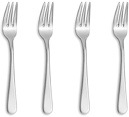 KEAWELL Premium Louise Forks, Set of 4, 18/10 Stainless Steel, Forks Silverware with Round Edge, Exceptional Mirror Finish, Dishwasher Safe (6.1 Small Fork)