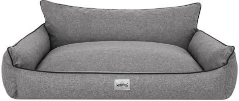 Bjird Hundebett - Hundekorb für kleine mittelgroße & große Hunde - Hundekissen - Hundesofa - Bezug abnehmbar und waschbar - Joker - Größe: S: 64 x 49 cm - Graphit Kunstleinen