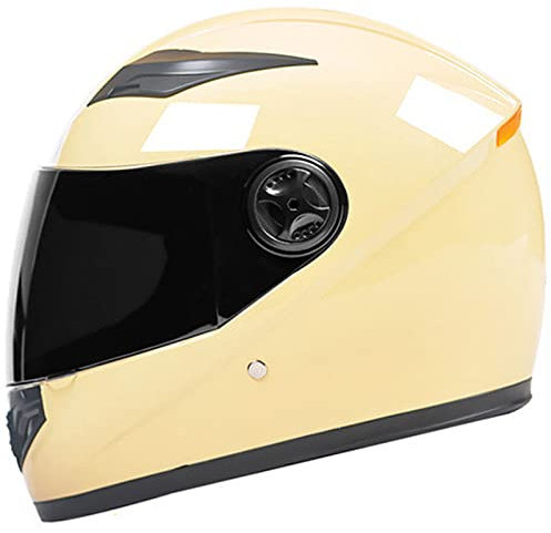Motorrad-Integralhelm mit abnehmbarem Winter-Nackenschal, Motorrad-Moped, Rennrad, Rennrad, Sturzhelm mit Visier für Männer und Frauen, DOT/ECE-geprüft,Beige,One Size