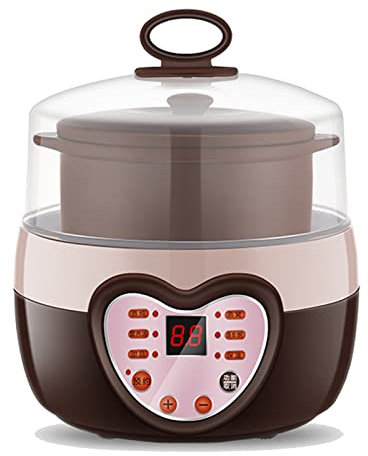 Fornello lento in ceramica, pentola elettrica da 0,8 litri, fornello elettrico intelligente per uso domestico con timer di ritardo di 9,5 ore e 6 impostazioni di cottura, per 1-2 persone, 150 W