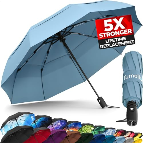 TUMELLA Strongest Windproof Travel Umbrella (Compact, Superior & Beautiful)