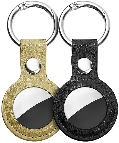 Ainiv 2st Skyddsfodral kompatibel med AirTags, PU-lädernyckelringsfodral, hållare kompatibel med AirTag, Tracker-fodral kompatibel med AirTags