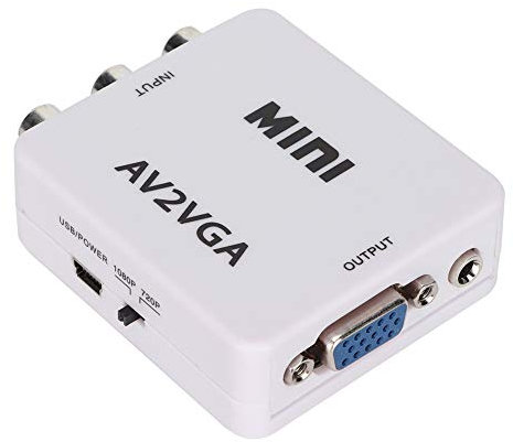 Yctze Av a VGA, Composite 480p Mini Composite Av a VGA Adattatore TV Set Top Box Convertitore Audio Video (Bianco)