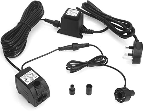 BARST Submersible Water Feature Pump,12V AC 450L/H Fountain Pump with 10m Power Cord & LED Light Ring for Aquarium, Pond, Birdbaths, Fish Tank JR-450LV