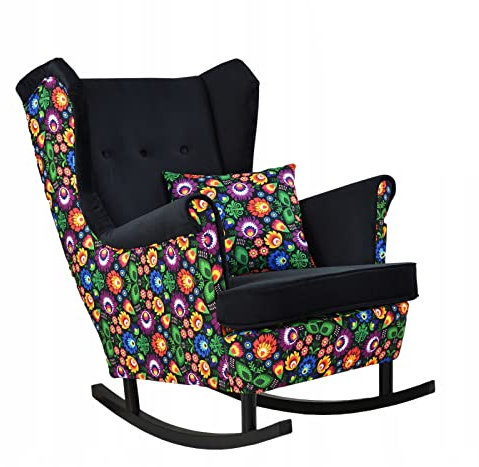 ARI Duo Scandinavian Schaukelstuhl von Family Furniture | Zwei Polstervarianten | Klassisches Design | Moderner Druck | Bequemer Sessel zum Entspannen | Gesteppte Rückenlehne | Holzbeine