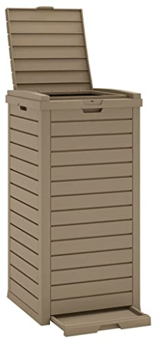 vidaXL Poubelle d'extérieur Marron Clair 41x41x86 cm polypropylène, Poubelle, Poubelle en Plastique, boîte à ordures, Poubelle d'extérieur