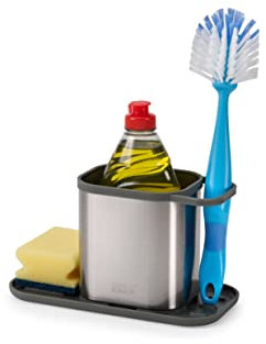 Joseph Joseph Duo Spültischablage Arbeitsplatte Caddy Organizer, Schwammhalter, Edelstahl, Rostfreier Stahl