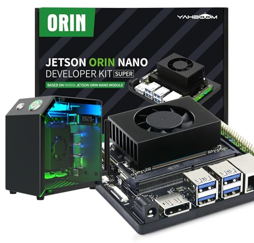 Yahboom Jetson Orin Nano Super 4GB Mini PC Kit,34 Tops | with Jetson Case, RGB Cooling, USB Microphone Camera, Ubuntu22.04