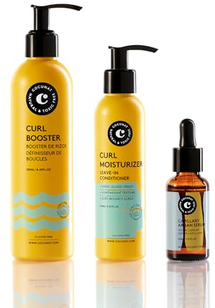 COCUNAT - Plan Rizos Brillantes - Moisturizer Leave In + Curl Booster + Sérum Aceite Argán - Método Curly - Hidrata, Desenreda, Nutre, Elimina Frizz - 250ml+150ml + 30ml