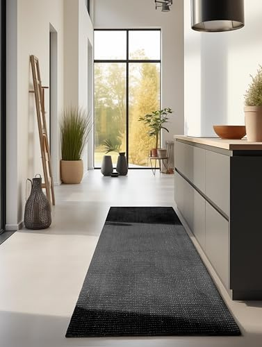 Hanse Home Jute Teppich – Natur Wohnzimmerteppich aus 100% Jute - Handgewebt & Natürlich – Boho Naturfaser Juteteppich für Wohnzimmer, Schlafzimmer, Esszimmer – Schwarz, 80x200cm