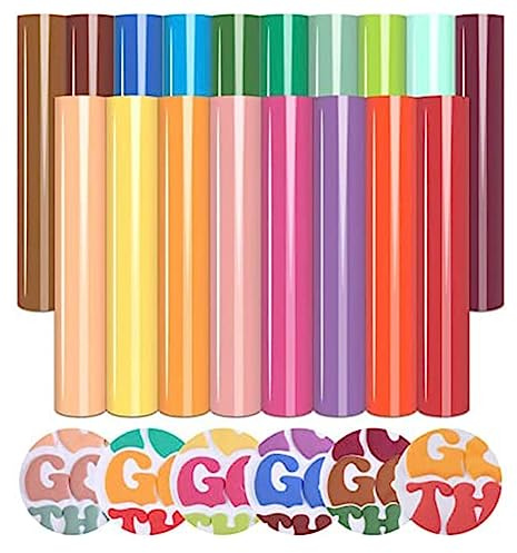 Raucilpy 18 Stück 3D Puff Vinyl Wärmeübertragung Set, Plotterfolie Textil Vinylfolie Plotter, Wärmetransfer Vinyl Transferpapier, Transferfolie Textil Heat Transfer Folie für T-Shirts Stoff DIY