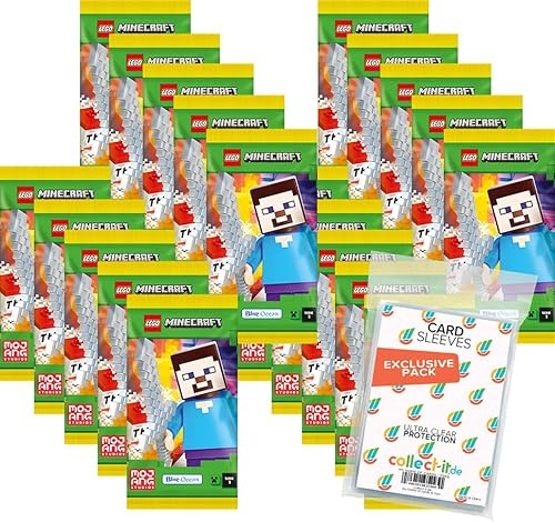 Bundle mit LEGO Minecraft Serie 1 Trading Cards - 20 Booster + Exklusive Collect-it Hüllen