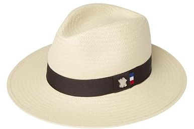 Hatt med fransk flagga, helt handgjord, handgjord, herrhatt, damhatt., Medium kant - beige, 55 cm
