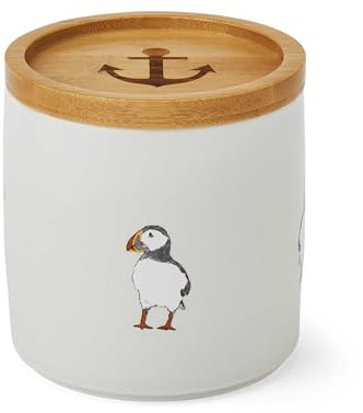 Cooksmart Coastal Birds Stoneware Airtight Storage Jars With Lids | British Designed, Stoneware Material, Airtight Storage, Food Container, Kitchen Organisation, Pasta And Rice Storage